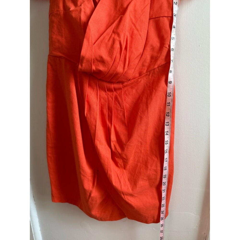 Nasty Gal NWT Linen Puff Sleeve Mini Dress Coral Orange Size 10 Summer Brunch - Picture 12 of 12